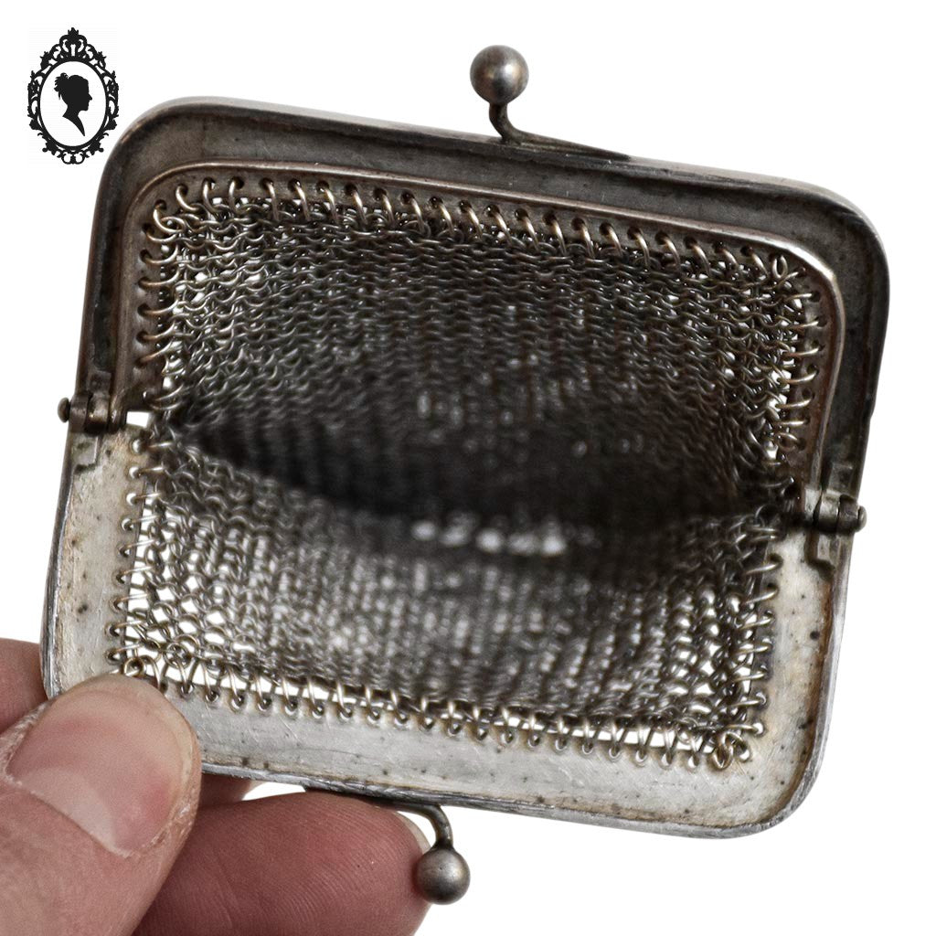 Porte monnaie bourse en maille argent XIX ancien