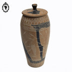 Pot grec jarre urne grecque avec couvercle en terre cuite argile