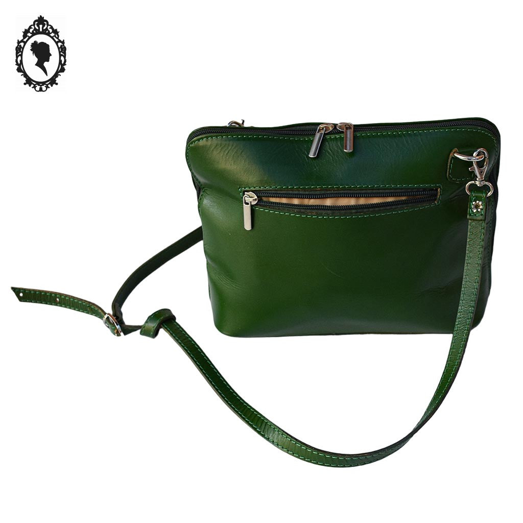 Sac bandoulière cuir vert Italie femme vintage