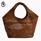 Sac cabas cuir cognac marron devant tressé vintage