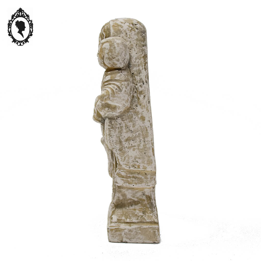 Petite sculpture statue Vierge Marie de Pitié Rodez avec enfant jésus plâtre H 13 cm