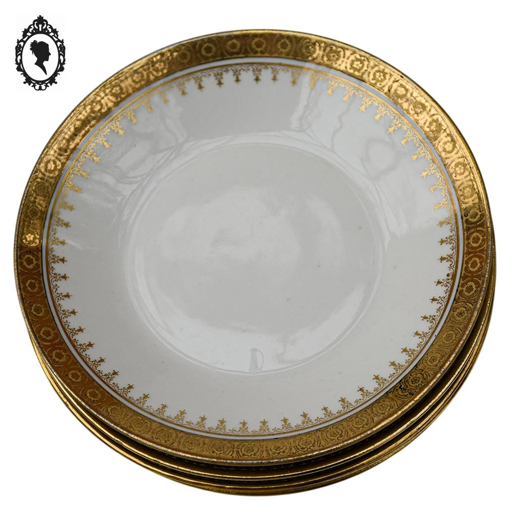 Service 12 tasses à café porcelaine blanc et doré Limoges JB et Cie France