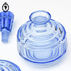 Service 3 garnitures de toilette bonbonnière flacon cristal bleu ancien Art déco