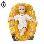 Statues religieuses 3 santons de crèche Marie Joseph et Jésus en plâtre vintage H 13 cm