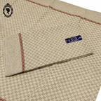 Torchon tramé pur fil de lin beige à liteau rouge ancien et Neuf