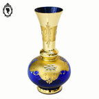 Vase soliflore bleu et doré style Murano H 30 cm vintage
