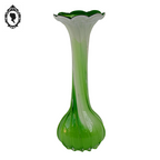 Vase soliflore forme fleur vert blanc verre style Murano