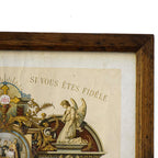 Cadre en bois avec un Souvenir certificat religieux de communion solennelle 1922 — Bouasse-Lebel