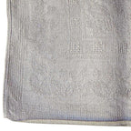 Lot 10 serviettes anciennes en damassé fleuri beige – Monogramme JA