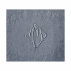 Lot de 12 grandes serviettes anciennes damassées teintes grise bleuté, monogramme brodé – 60 × 75 cm