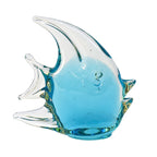 Poisson décoratif en verre bleu turquoise et transparent H 10 cm