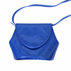 Sac vintage Orphelia en cuir bleu à bandoulière – Fabriqué en Italie