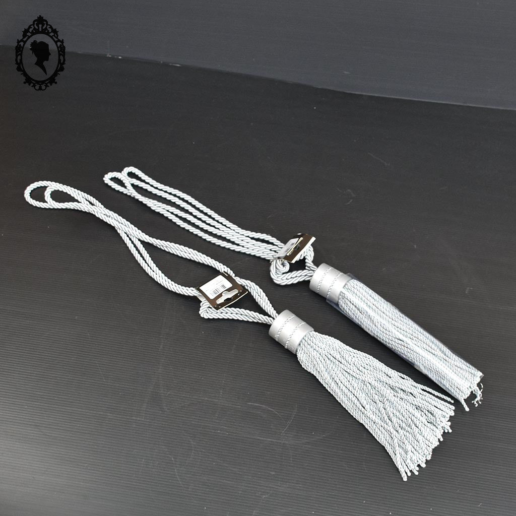 2 grosses embrasses pompon gland de clé cordon gris passementerie pour rideau style Houles neuf