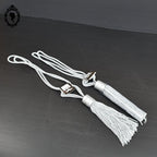 2 grosses embrasses pompon gland de clé cordon gris passementerie pour rideau style Houles neuf