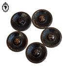 5 boutons fer anciens noir fleur beige ronds à queues collection D 3,5 cm