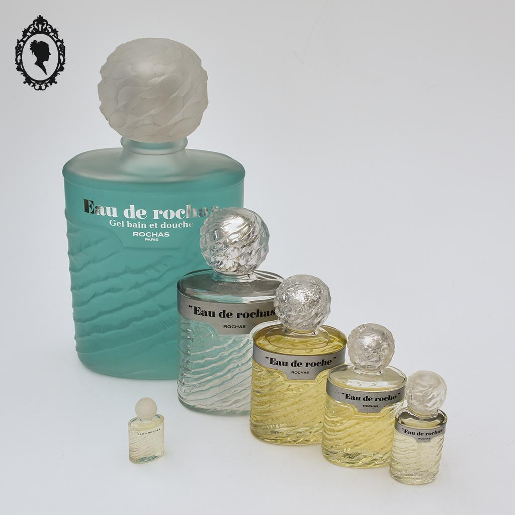 Série 6 Flacons en cascade Dummy Parfum Eau de Rochas objet collection de Vitrine parfumerie
