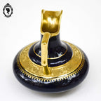 Aiguière saucière vase pot en porcelaine de Limoges bleu cobalt doré