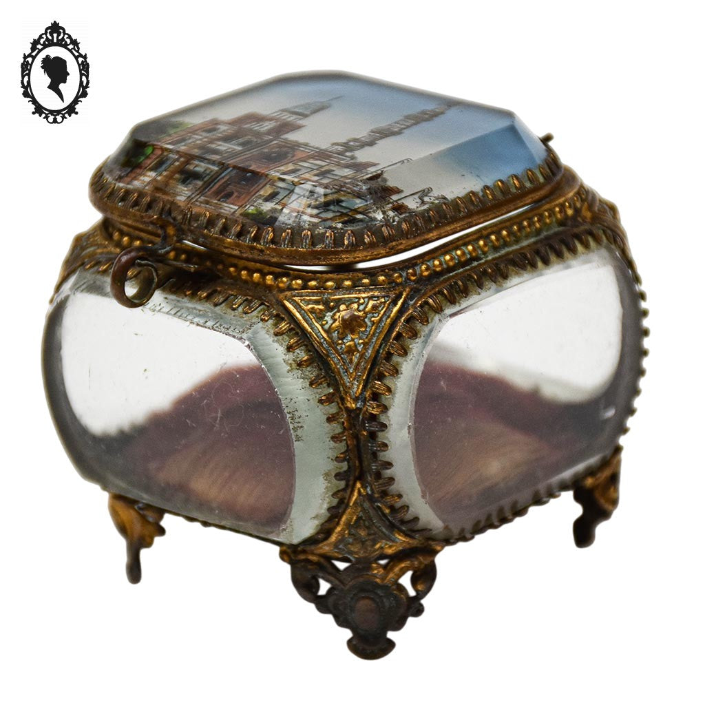 Boite à bijoux coffret 5 verres biseautés Napoléon III Le Caire ancien