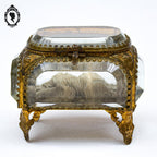 Boite à bijoux coffret 5 verres biseautés Napoléon III ancienne