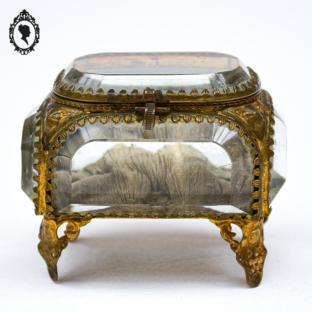 Boite à bijoux coffret 5 verres biseautés Napoléon III ancienne