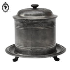 Boite à biscuits friandises tabacs en métal gris ou argenté ancienne