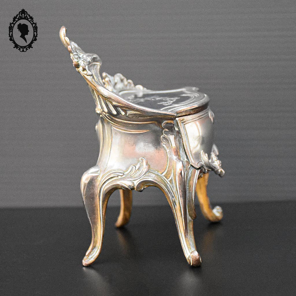 Boite ou coffret à bijoux métal argenté forme commode 1 tiroir ancienne