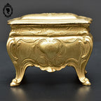 Boite ou coffret à bijoux métal forme commode bombée dorée ancienne