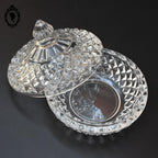 Bonbonnière en cristal blanc taillée H 11 cm vintage