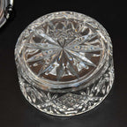 Bonbonnière en cristal blanc taillée H 9 cm vintage