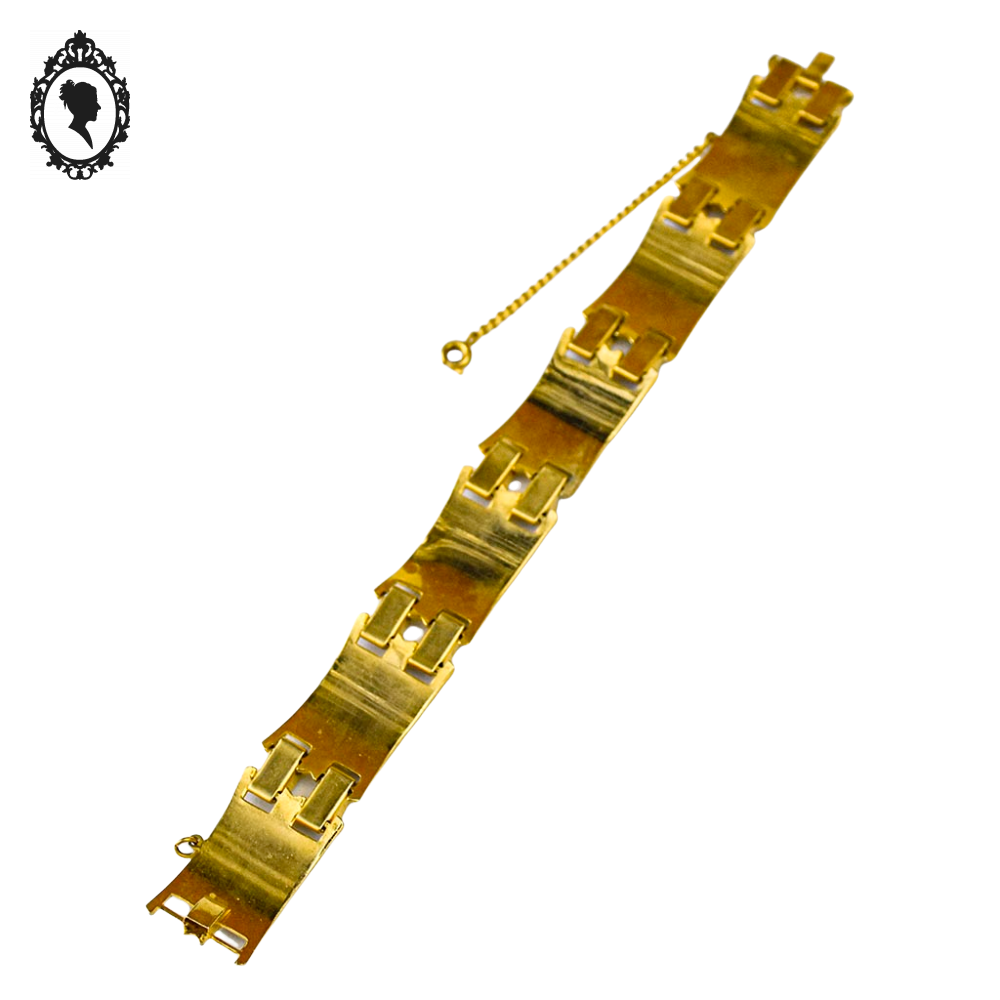 Bracelet doré à maillon damascène fantaisie vintage