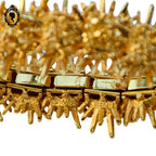 Bracelet jonc manchette articulé soleil doré Boucher vintage