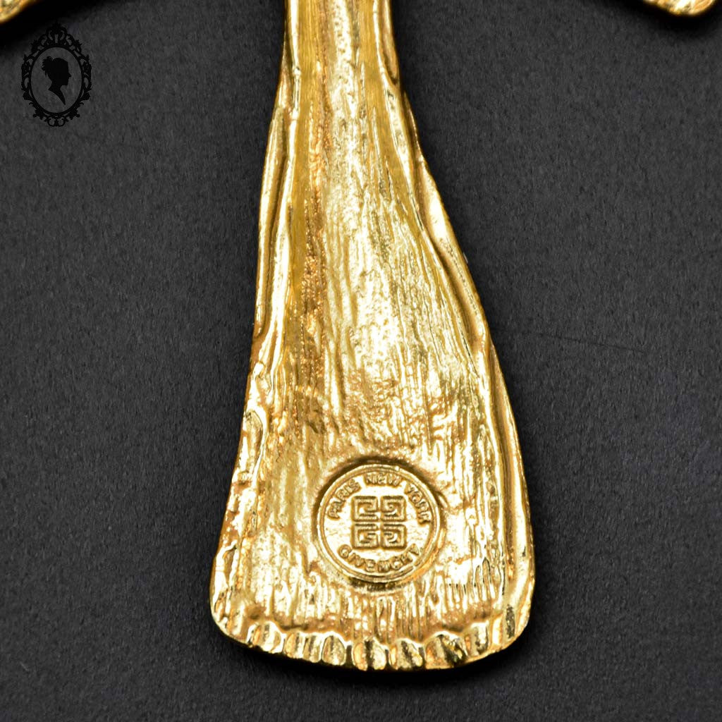 Broche croix dorée signée Givenchy H 8 cm bijou vintage de 1990