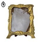 Cadre doré pour photo carte postal à poser en laiton style art nouveau