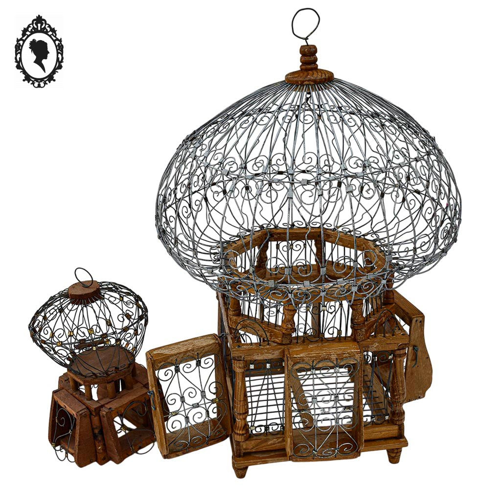 Cages à oiseaux décoratives fer et bois rondes vintages anciennes