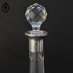Carafe à liqueur ancienne verre avec bouchon diamant taillé cristal monture argent