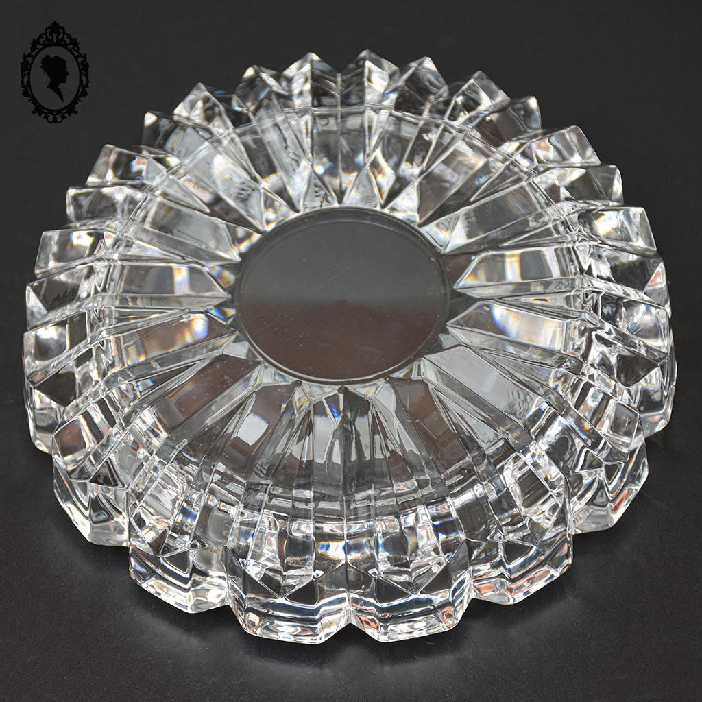 Cendrier en cristal ciselé blanc épais rond D 16 cm vintage