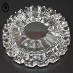 Cendrier en cristal ciselé blanc épais rond D 16 cm vintage