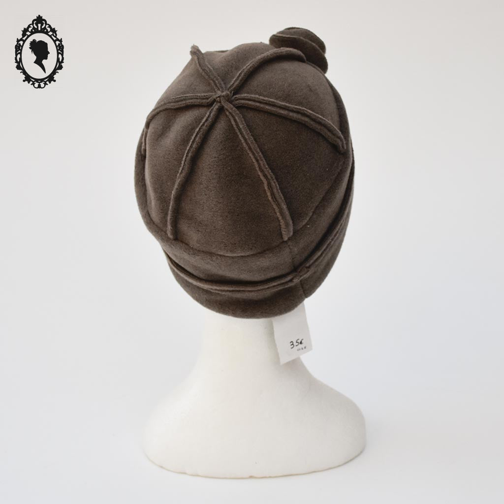 Chapeau femme polaire marron clair fleur NEUF Taille M 57 cm