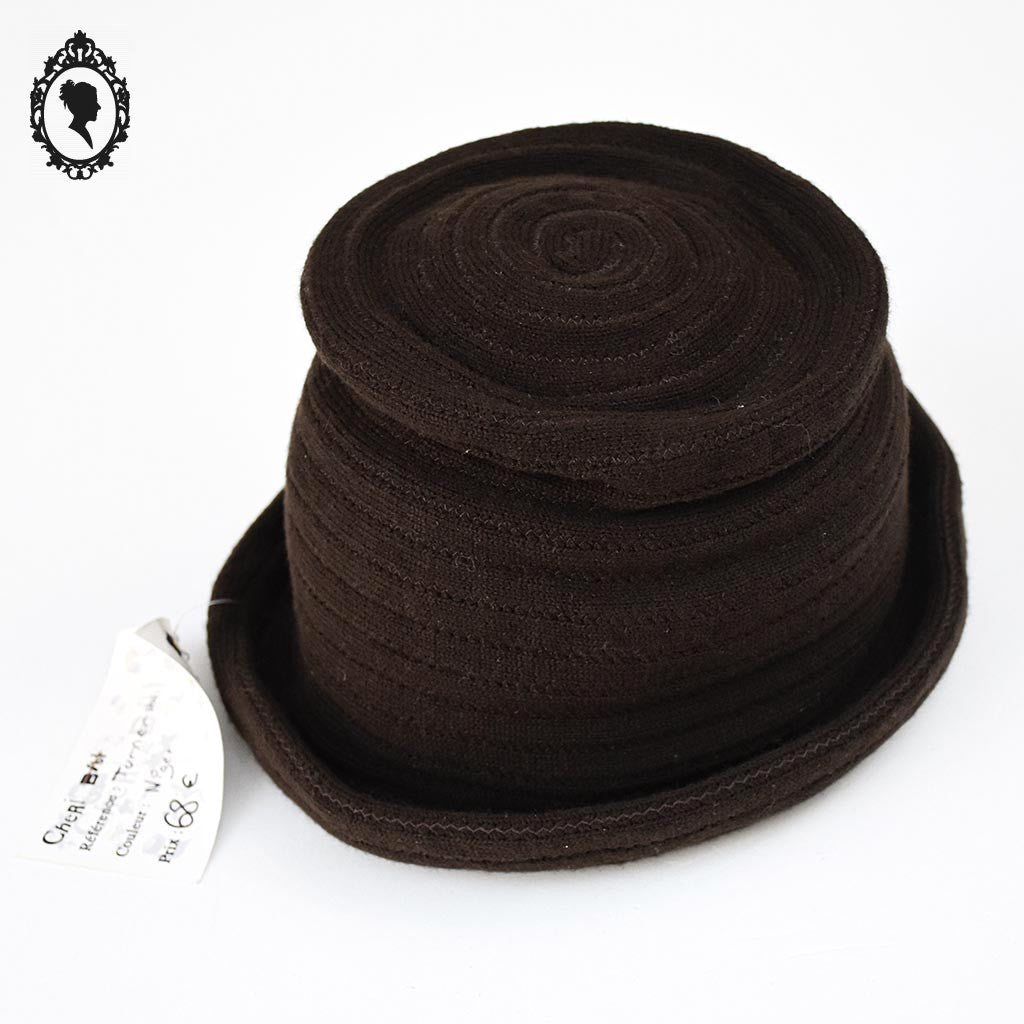 Chapeau marron hiver bonnet forme cloche pour femme NEUF S 55 cm