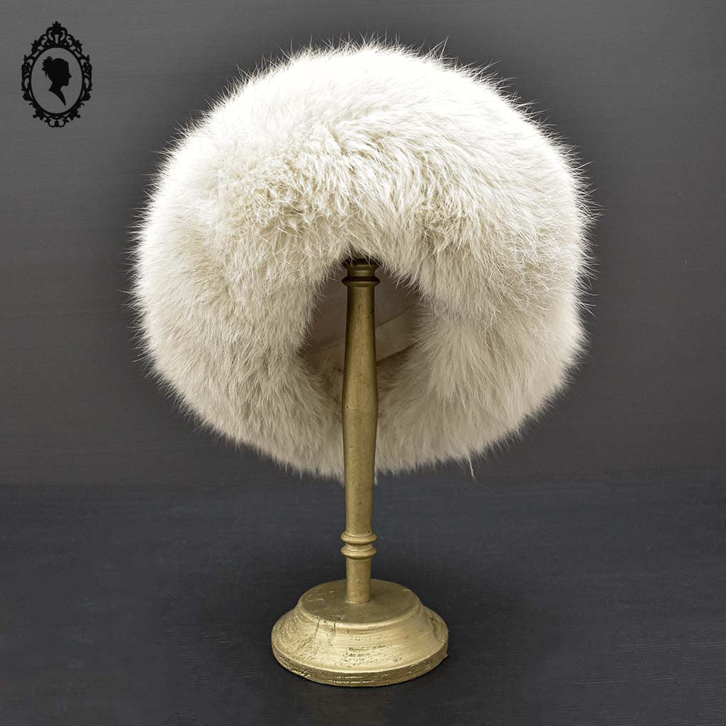 Chapeau toque véritable fourrure blanche pour femme vintage T 60 61