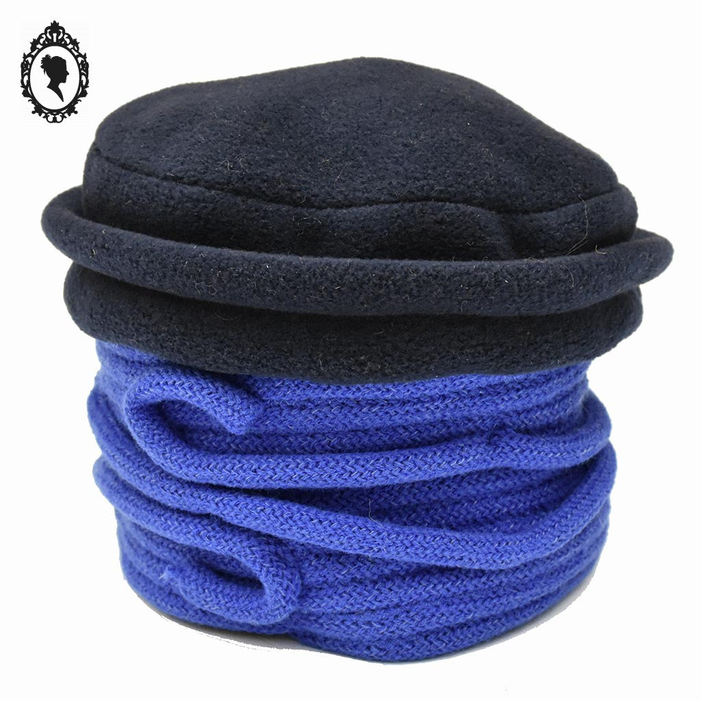 Chic Chapeau bonnet bleu enfant polaire forme cloche Tout en tête NEUF Taille 46 cm