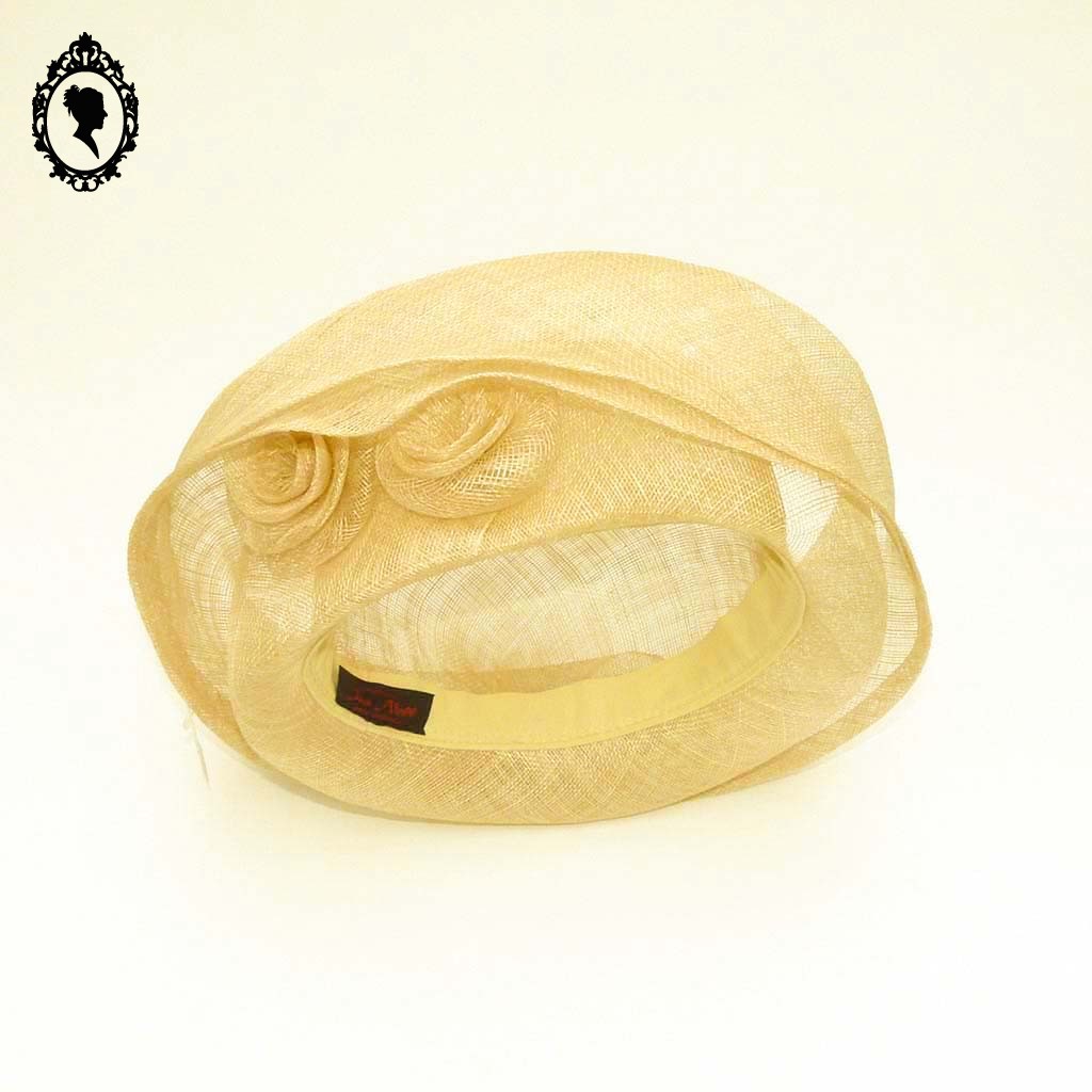Chic Chapeau femme cérémonie beige clair naturel Joa Nell en sisal NEUF Taille S