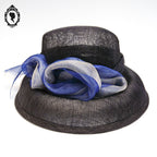 Chic Chapeau femme cérémonie bleu marine JOA NELL sisal paille NEUF Taille S ou 55 cm