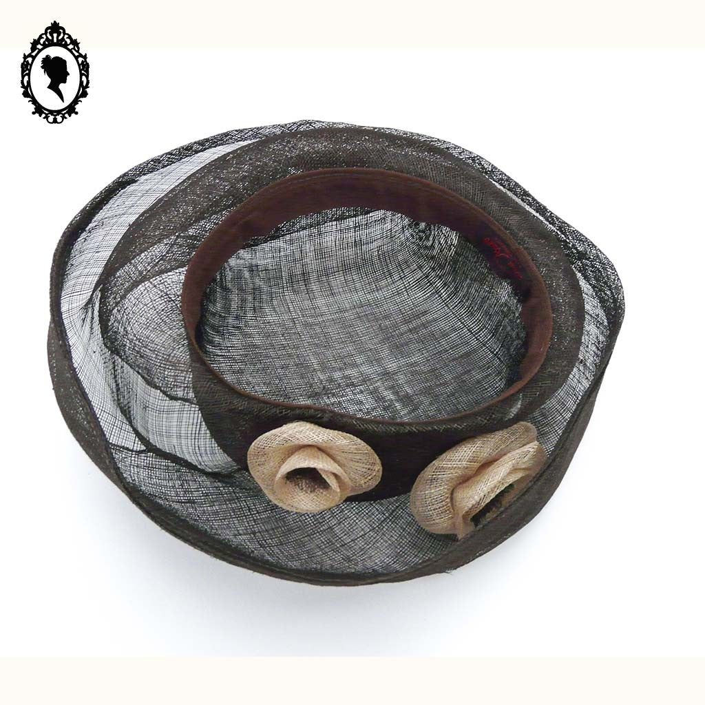 Chic Chapeau femme cérémonie marron Joa Nell en sisal NEUF  Taille S