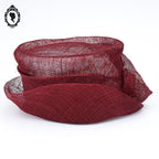 Chapeau femme cérémonie rouge bordeaux JOA NELL sisal paille NEUF Taille S ou 55 cm