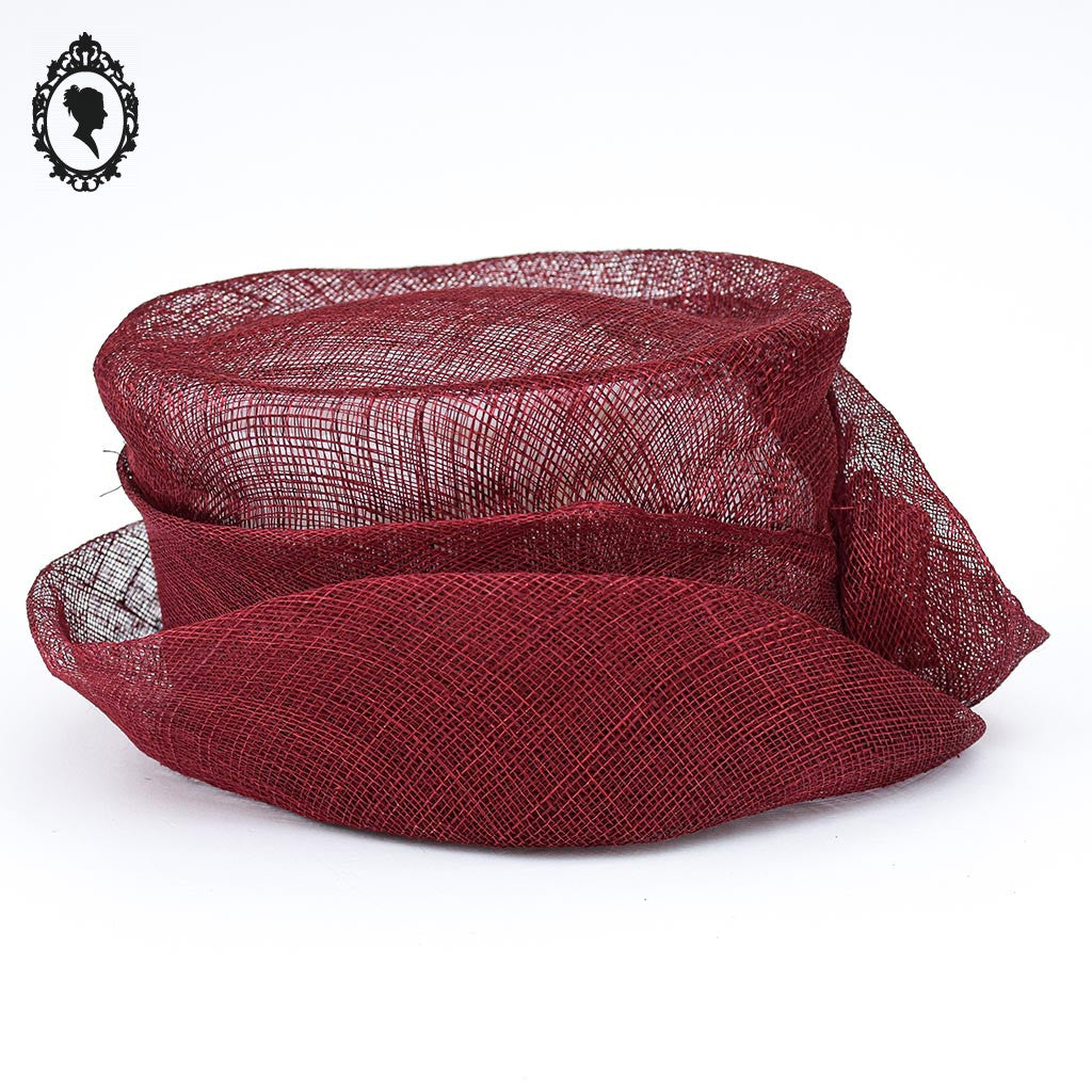 Chapeau femme cérémonie rouge bordeaux JOA NELL sisal paille NEUF Taille S ou 55 cm