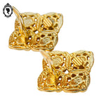 Boucles d’oreilles clips métal doré losange perles cabochon vintage