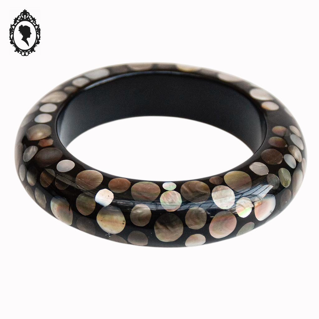 Chic bracelet jonc gris à poids de nacre rigide Nature