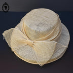 Chic chapeau nœud femme beige fibre naturelle T M  57 cm