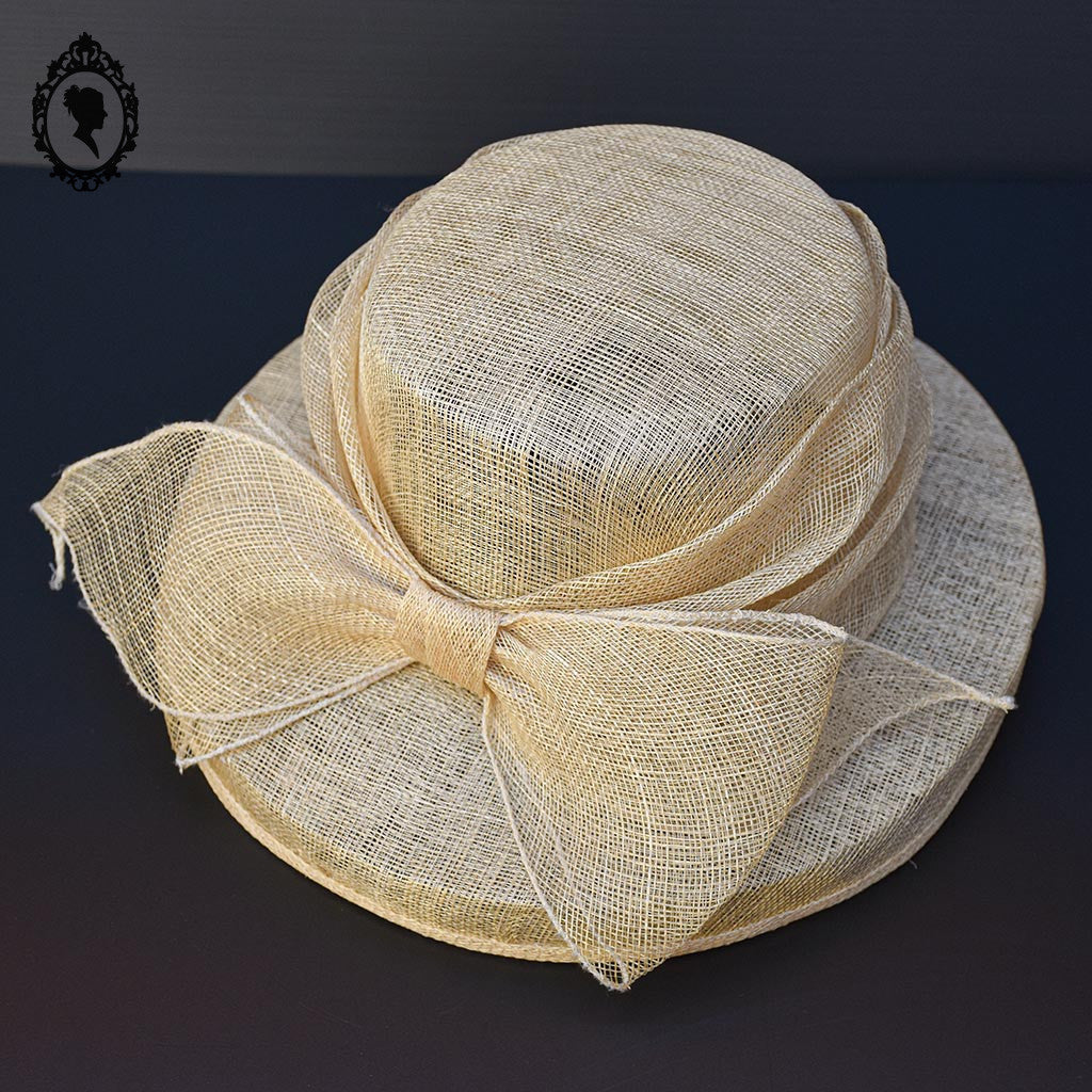 Chic chapeau nœud femme beige fibre naturelle T M  57 cm